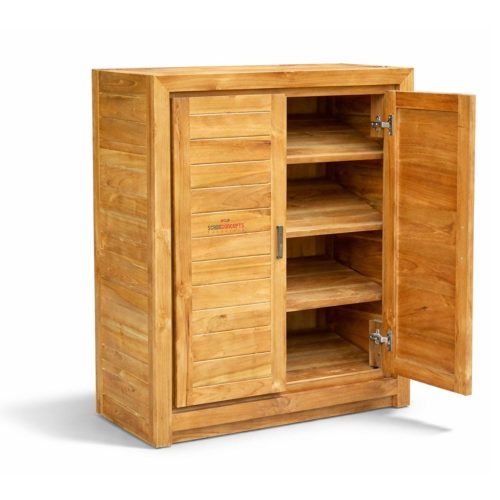 Zuby teak wood shoe cabinet open