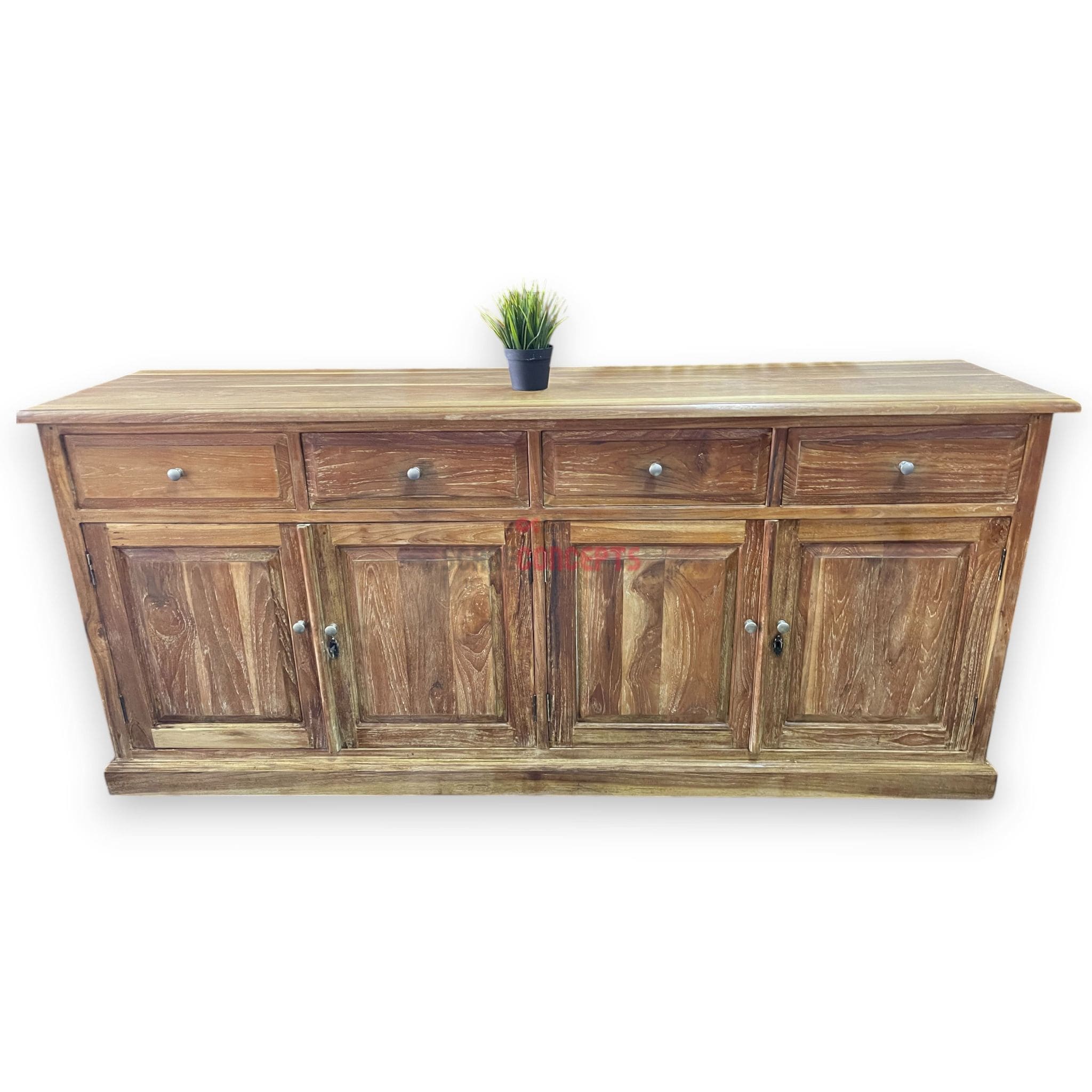 rustic teak wood cabinet old wood front white background