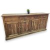 rustic teak wood cabinet old wood side white background