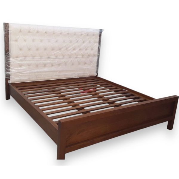 teak padded bed right view headboard wrapped