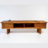 Teak TV Console Old grey background