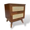 teak bed side table rattan veltor