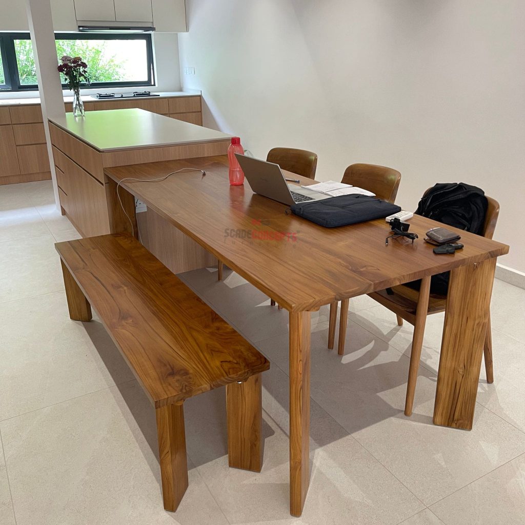 teak dining table & bench