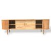 teak wood tv console table natural