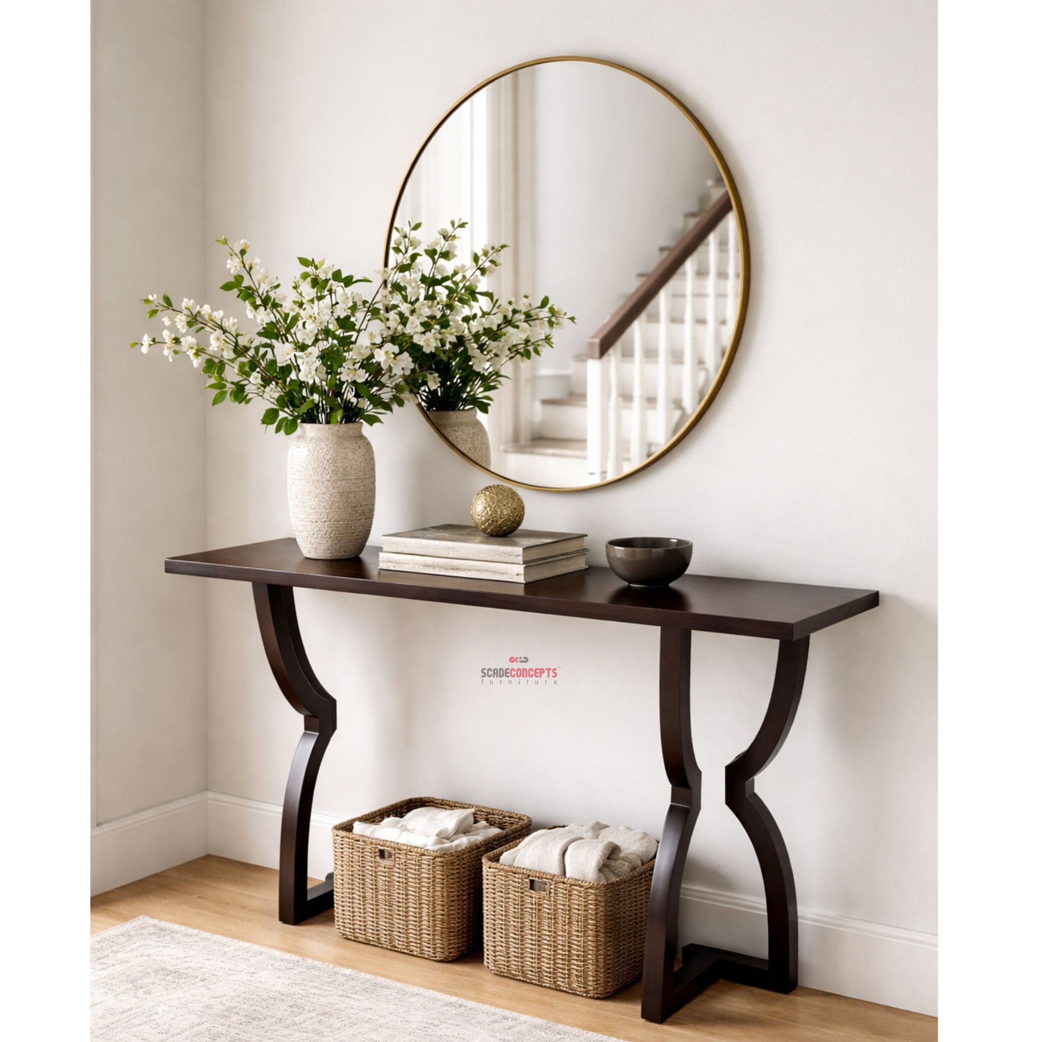 Dark teak console table inspo