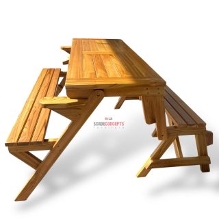 teak outdoor folding bench table magic