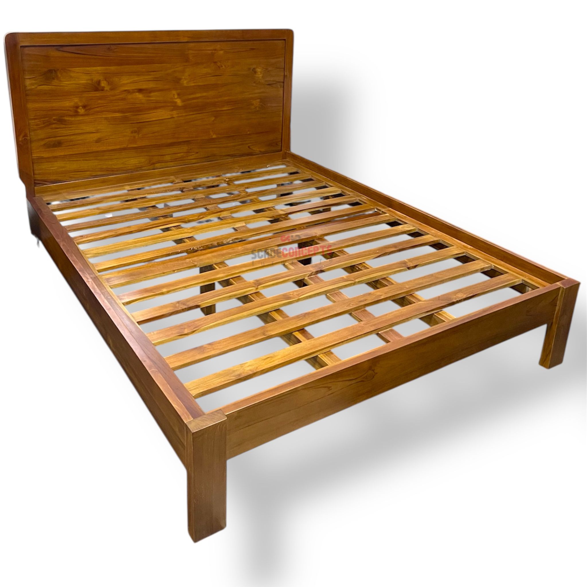walnut teak wood bed frame queen