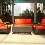 Commercial Projects black wicker sofa set coffee table orange cushions at lobby area 1 150x150