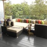 Commercial Projects black wicker sofa set white cushions balcony  150x150
