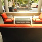 Commercial Projects black wicker sofa single seat orange cushion coffee table lobby 1 150x150