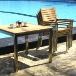 Commercial Projects stainless steel teak chairs stacked  150x150