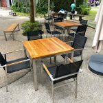 Commercial Projects stainless steel teak table with batyline chairs  150x150