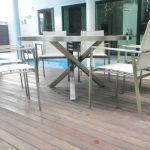 Commercial Projects stainless steel teak wood table with batyline chairs 1  150x150