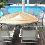 Commercial Projects stainless steel teak wood table with batyline chairs poolside loungers  150x150