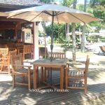 Commercial Projects teak wood outdoor dining table and chairs with parasols  150x150