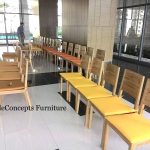 Commercial Projects teak wood side chairs yellow cushions  150x150