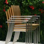 Commercial Projects teak wood stainless steel chairs stacked  150x150