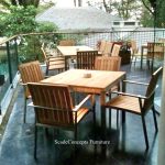 Commercial Projects teak wood stainless steel table and arm chairs resort  150x150