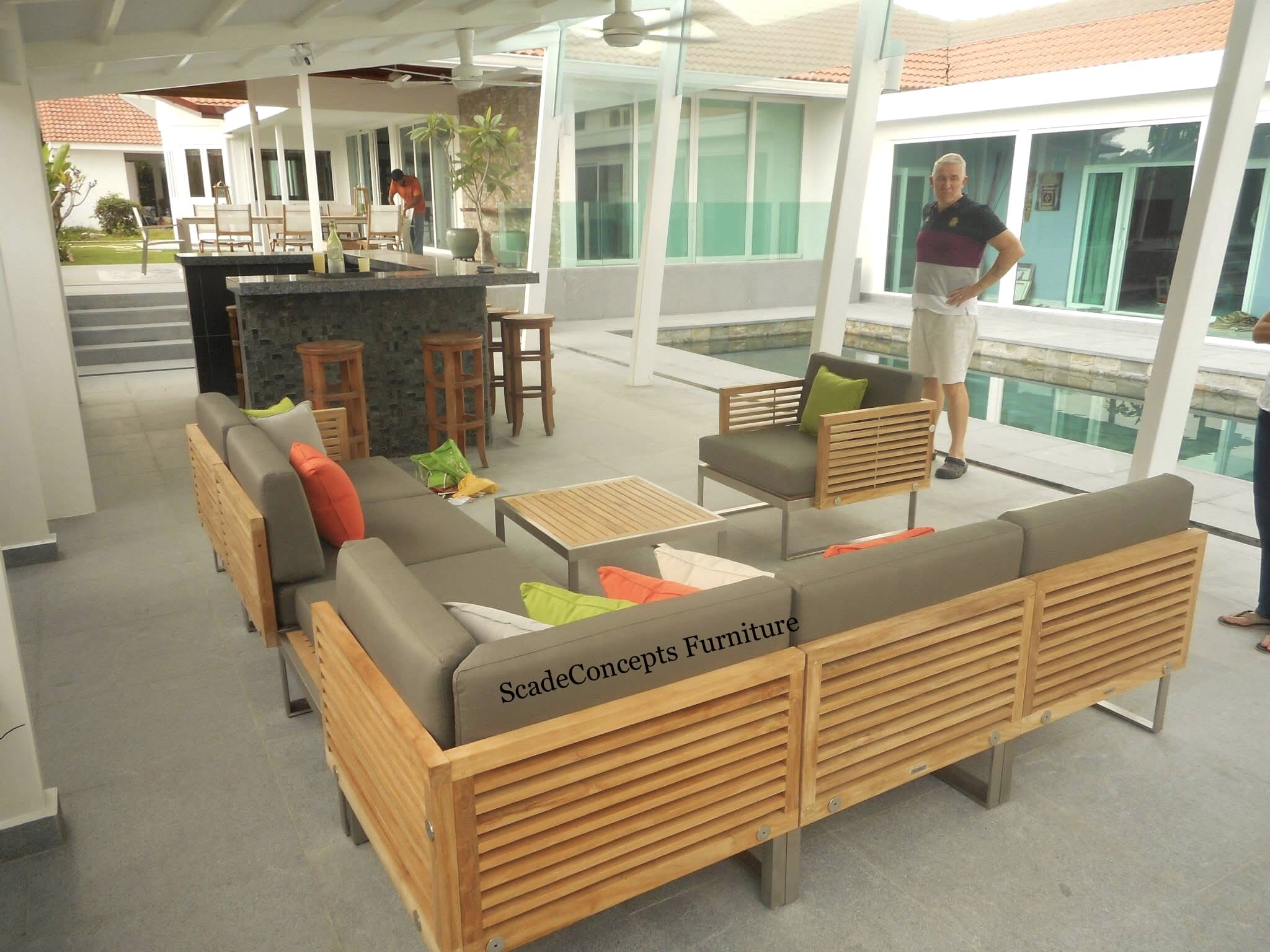 Commercial Projects tessin sofa set poolside bar table stool teak wood