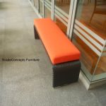 Commercial Projects wicker backless bench orange cushion 1 150x150