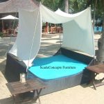 Commercial Projects wicker daybed cushions with foldable teak sidetables  150x150