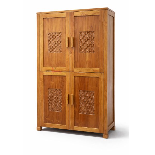 carved teak wood cabinet 4 doors