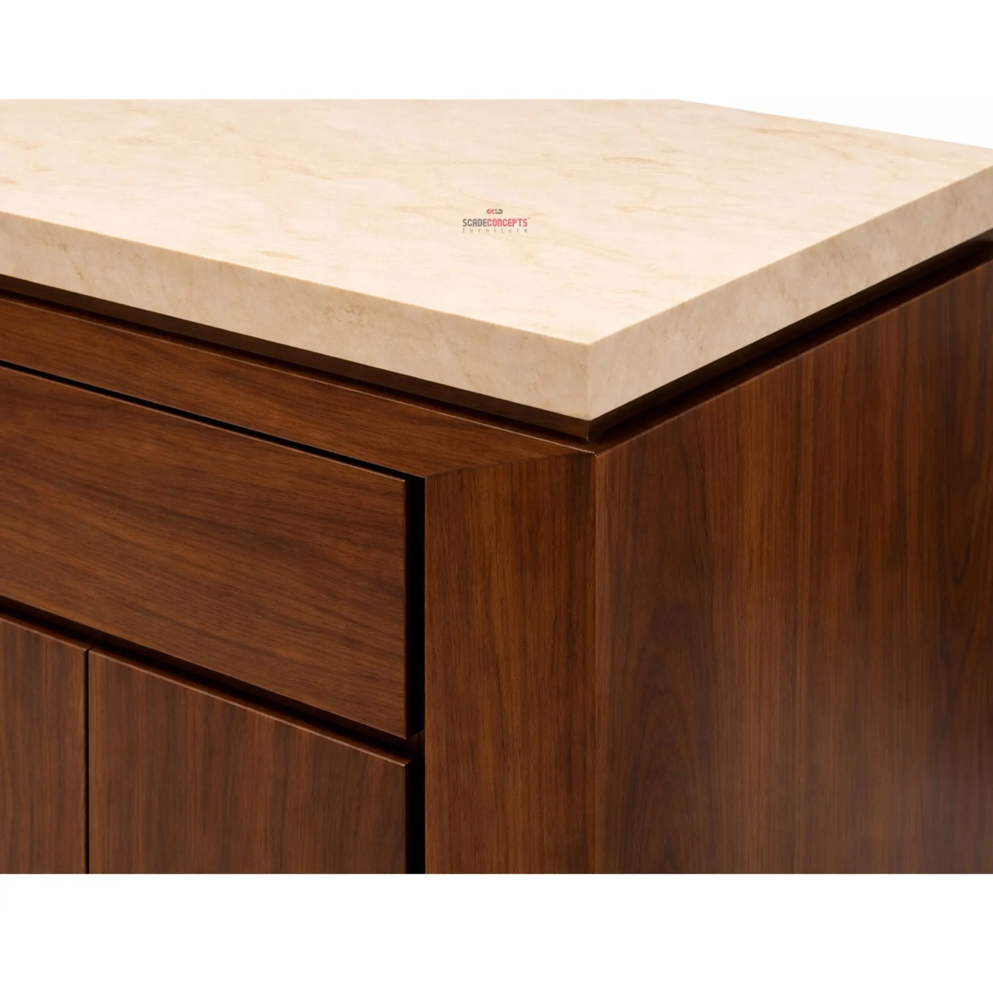 sintered stone teak wood sideboard close