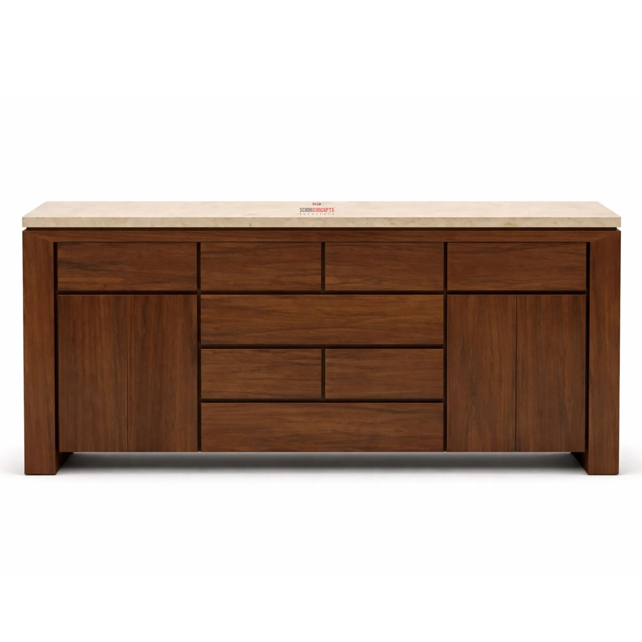 sintered stone teak wood sideboard front