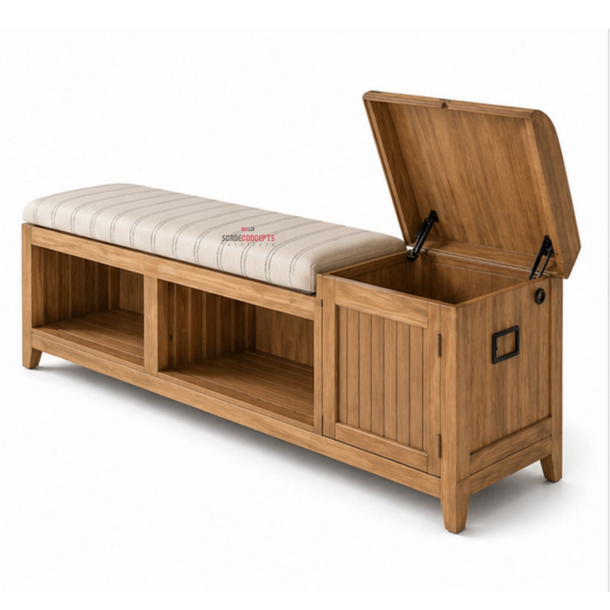 Marlow Entryway Teak Storage Bench left