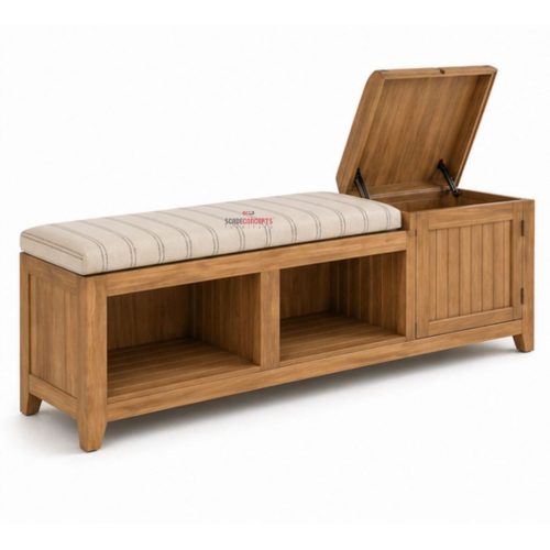 Marlow Entryway Teak Storage Bench right