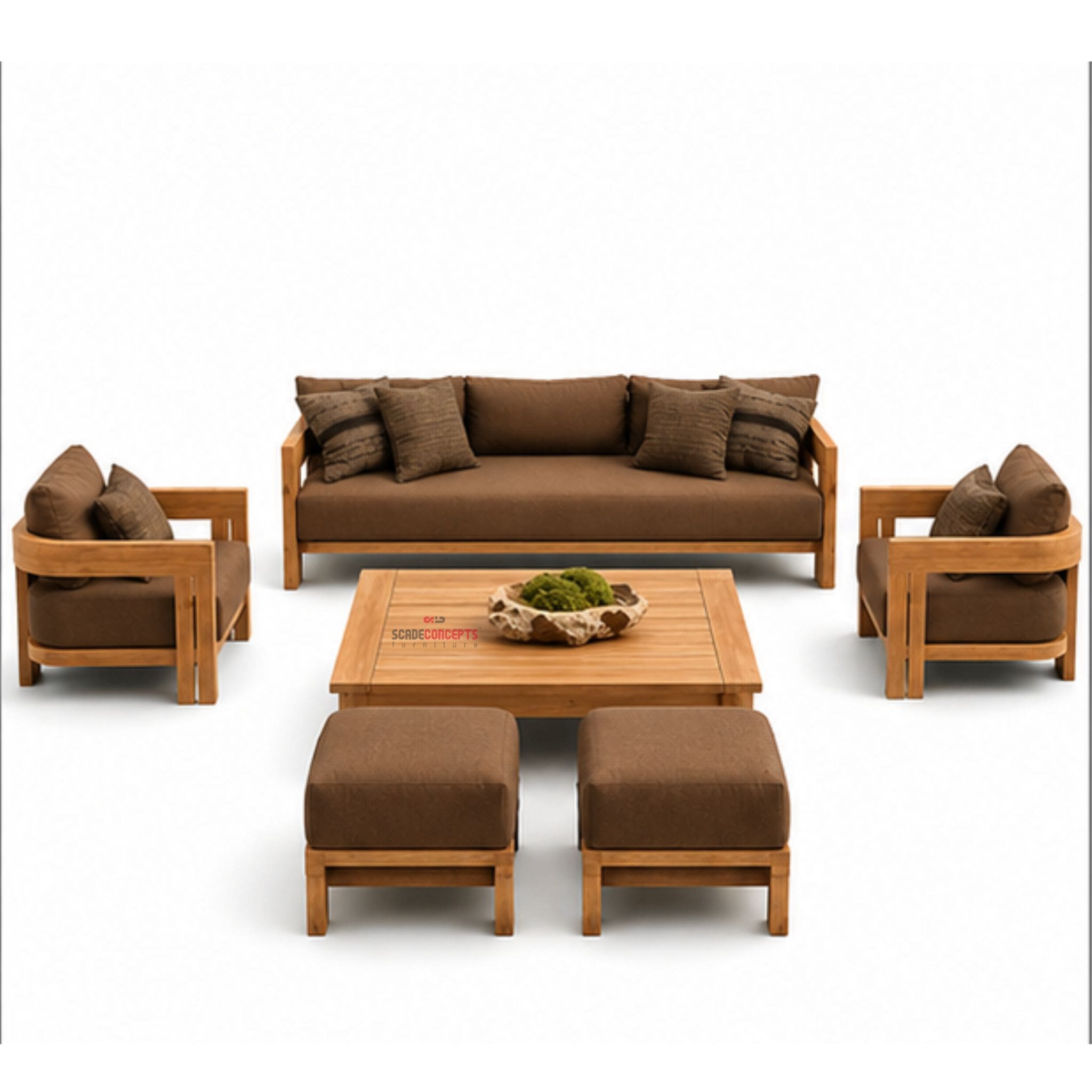 Ardena contemporary teak front middle sofa set