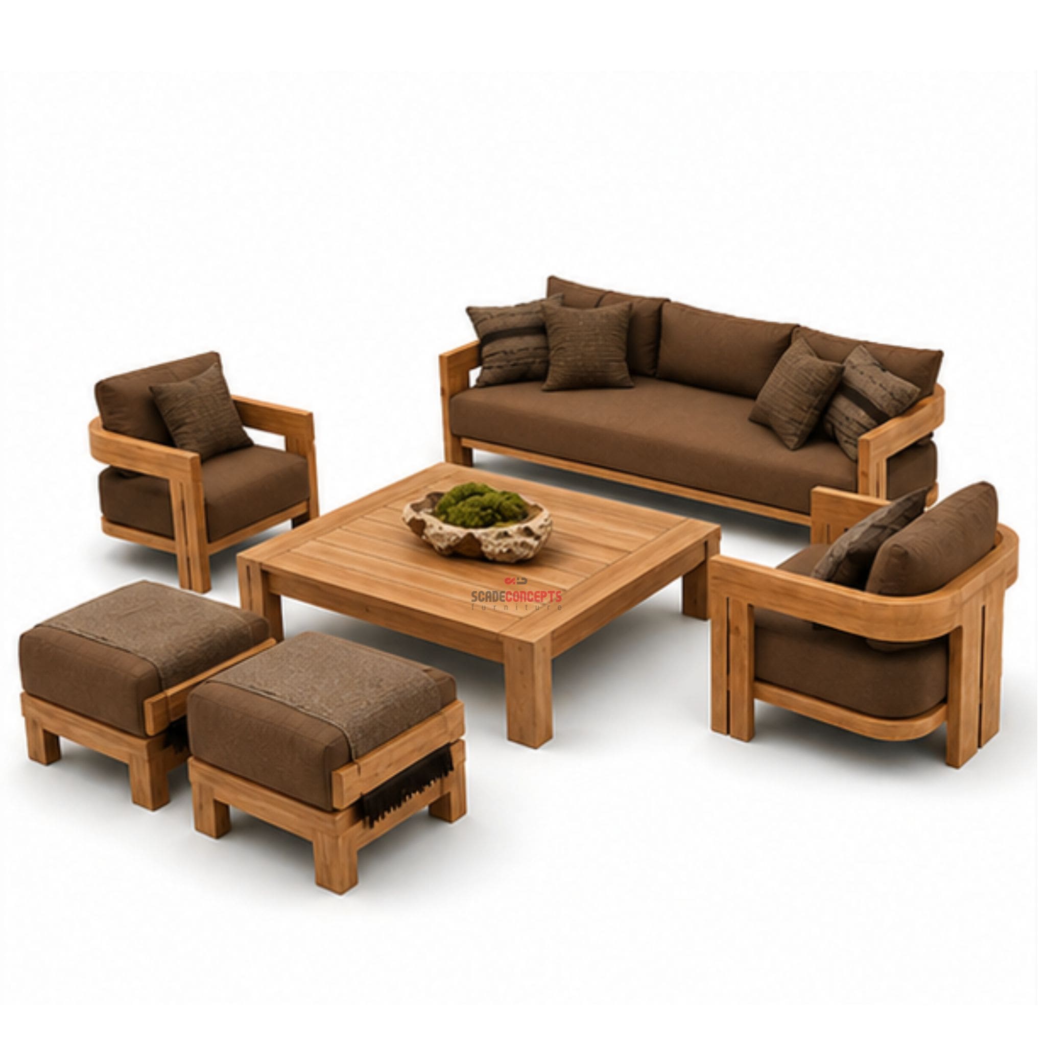Ardena contemporary teak sofa set front side